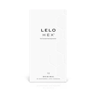 Lelo HEX CONDOMS ORIGINAL profilattici da uomo pacco 12 pz. in lattice naturale trasparente 2044h