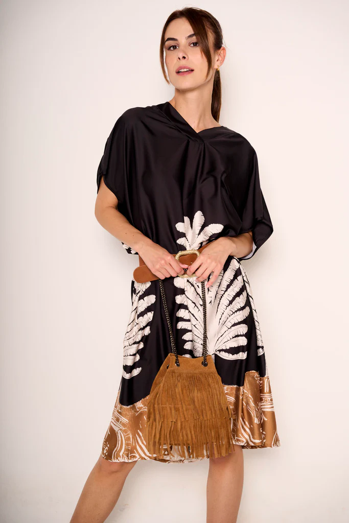 Abito midi con cintura in pelle - immagine 4