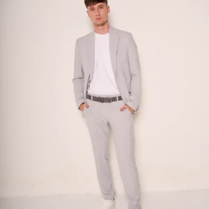 Abito Uomo Slim Fit in Lino e Viscosa Grigio Chiaro