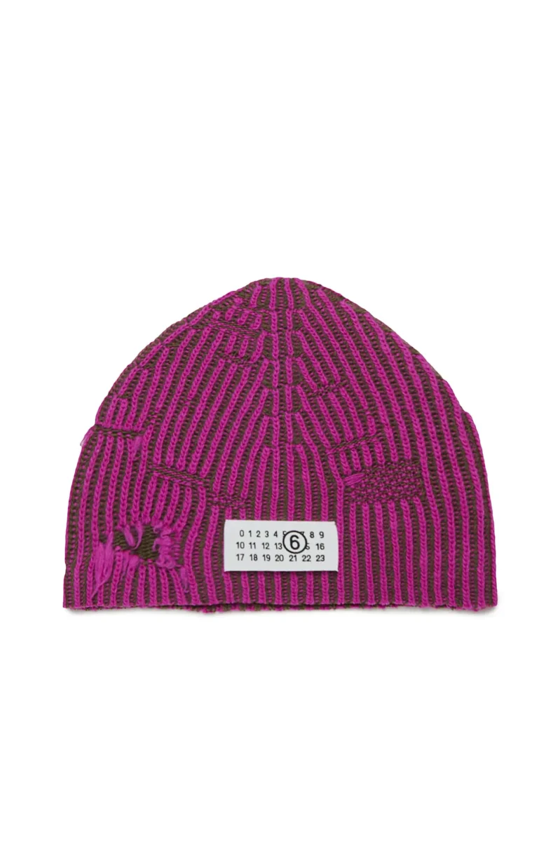 BERRETTO BICOLORE VIOLA/VERDE MAISON MARGIELA