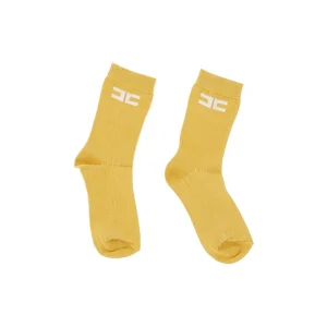 CALZINI GIALLO CON LOGO AVORIO ELISABETTA FRANCHI