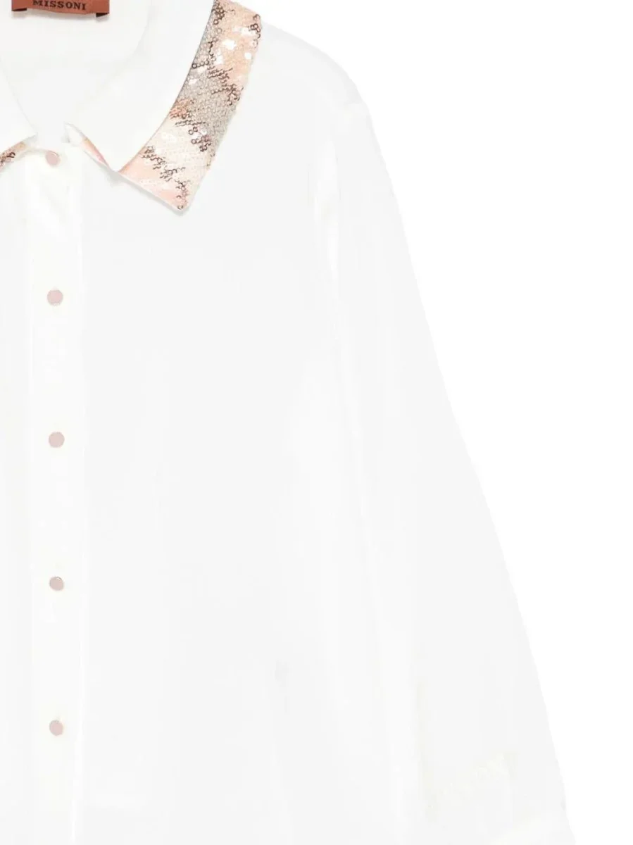 CAMICIA BIANCA CON COLLETTO IN PAILLETTES MISSONI - immagine 4