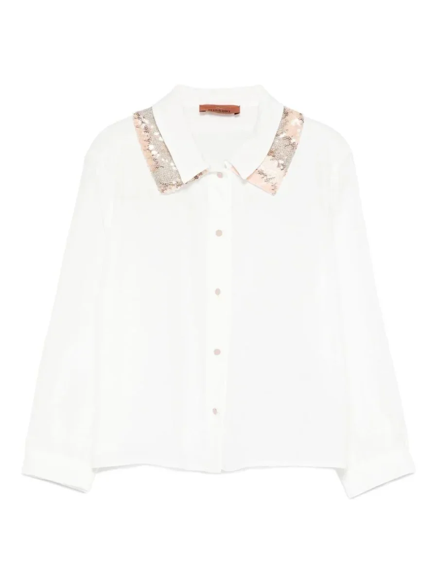 CAMICIA BIANCA CON COLLETTO IN PAILLETTES MISSONI - immagine 2