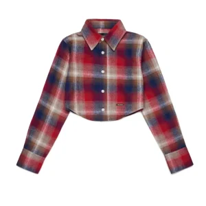 CAMICIA CORTA A QUADRI ROSSA DSQUARED2