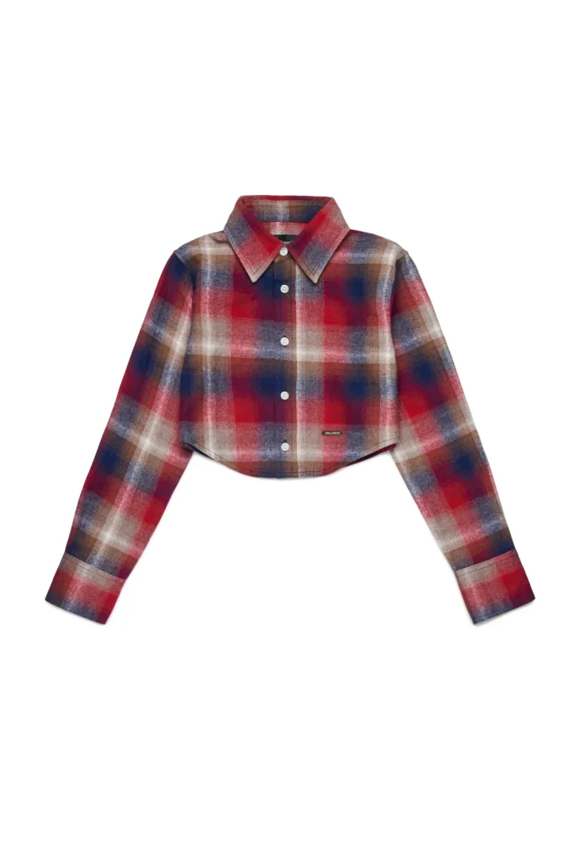 CAMICIA CORTA A QUADRI ROSSA DSQUARED2