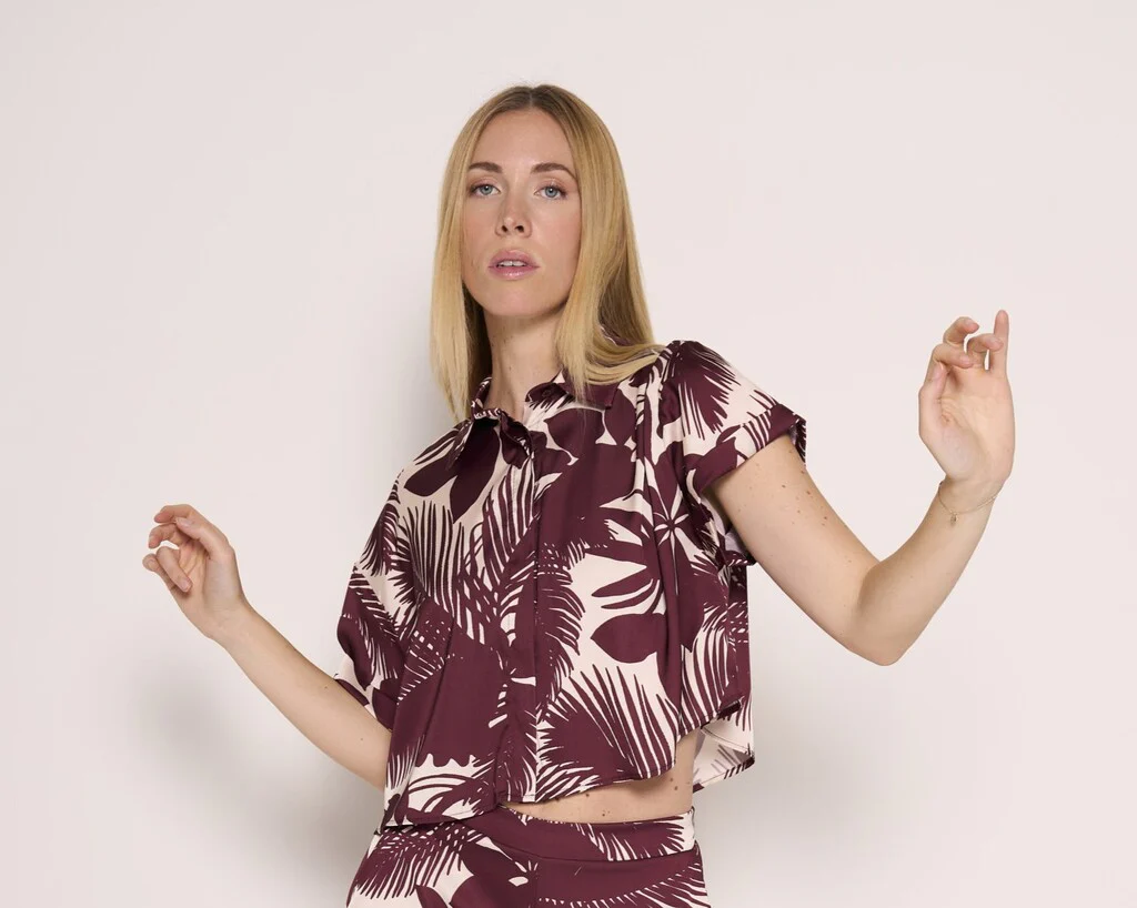 Camicia bordeaux tropical vibes - immagine 2