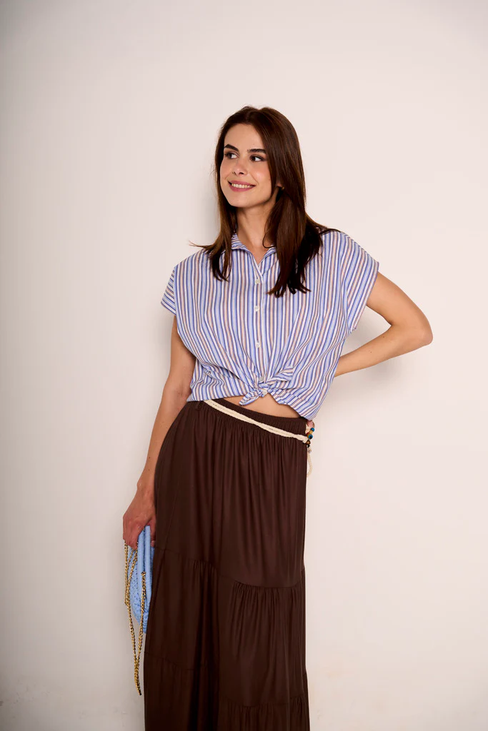 Camicia a righe con nodo frontale - immagine 3