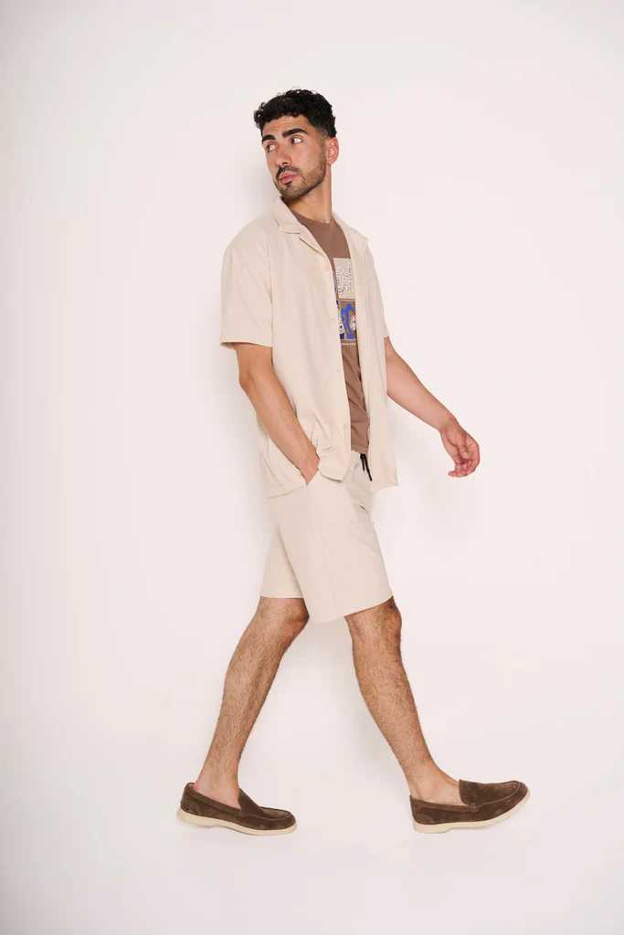 Camiciotto beige con collo bowling - immagine 3