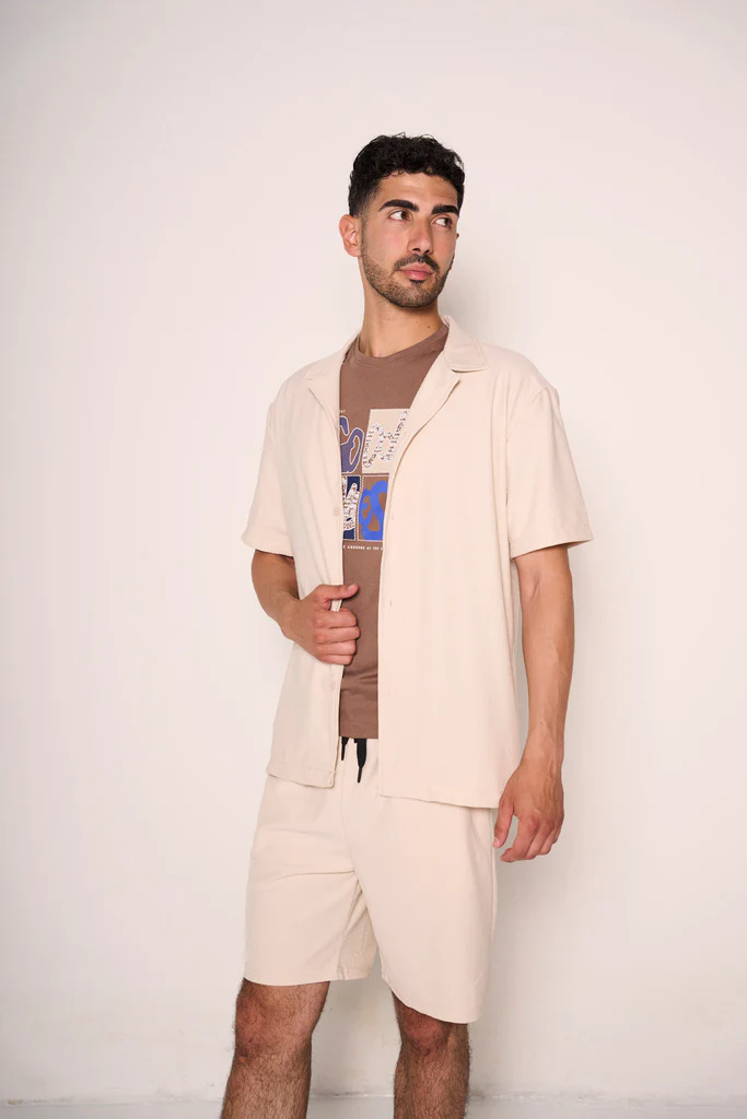 Camiciotto beige con collo bowling - immagine 5