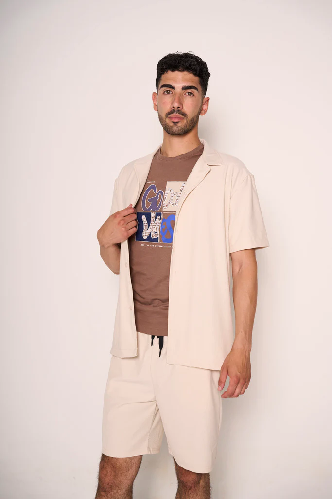 Camiciotto beige con collo bowling - immagine 4