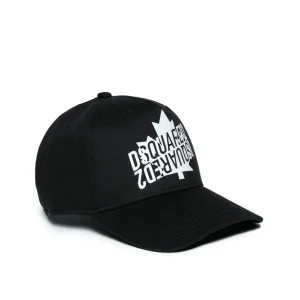 CAPPELLO NERO CON LOGO BIANCO DSQUARED2