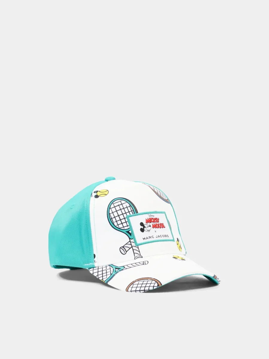 CAPPELLO VERDE ACQUA E BIANCO CON STAMPA MARC JACOBS - immagine 3