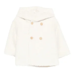 CAPPOTTO BIANCO DOPPIOPETTO CON CAPPUCCIO TEDDY&MINOU