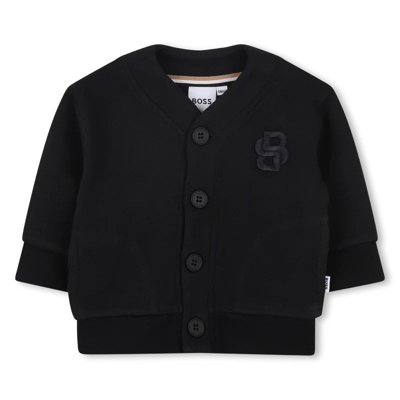 CARDIGAN IN FELPA CON BOTTONI NERO HUGO BOSS