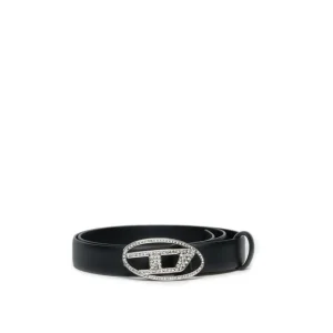 CINTURA NERA CON LOGO BRILLANTINATO DIESEL