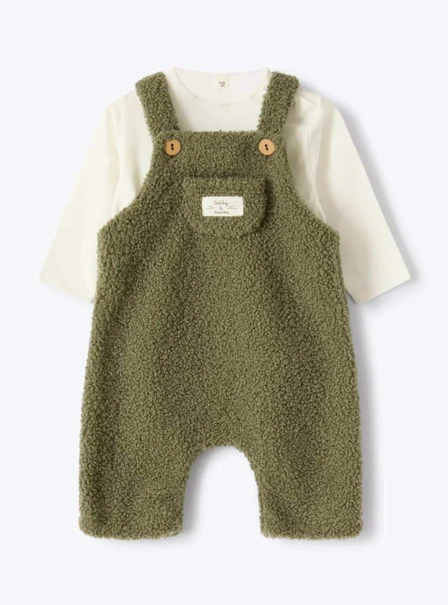 COMPLETO NEONATO CON SALOPETTE E T-SHIRT TEDDY&MINOU - immagine 2