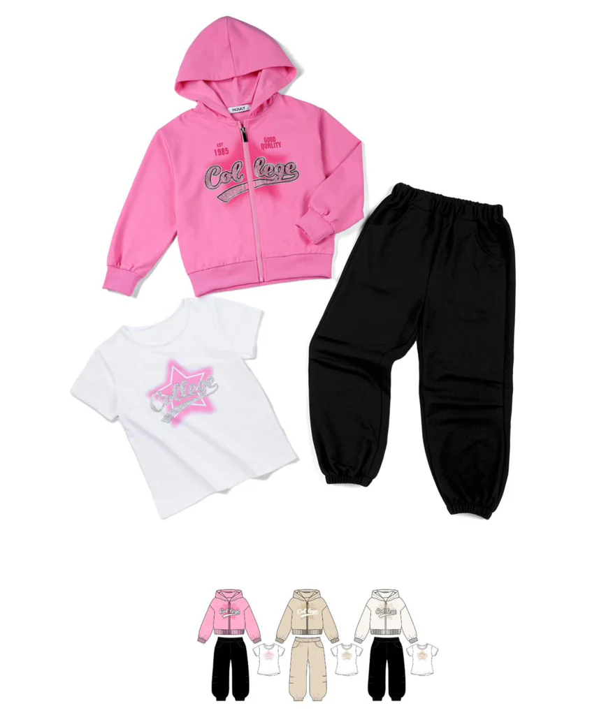 completino da bambina 3 pezzi "college"