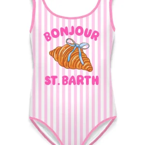 COSTUME INTERO MC2 SAINT BARTH A RIGHE BIANCO E ROSA CON STAMPA CORNETTO