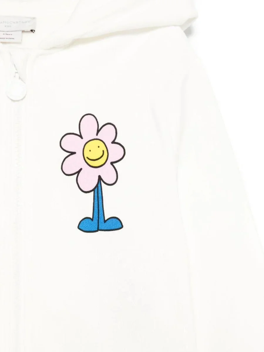 FELPA CON ZIP BIANCA CON FIORI STELLA MCCARTNEY - immagine 4