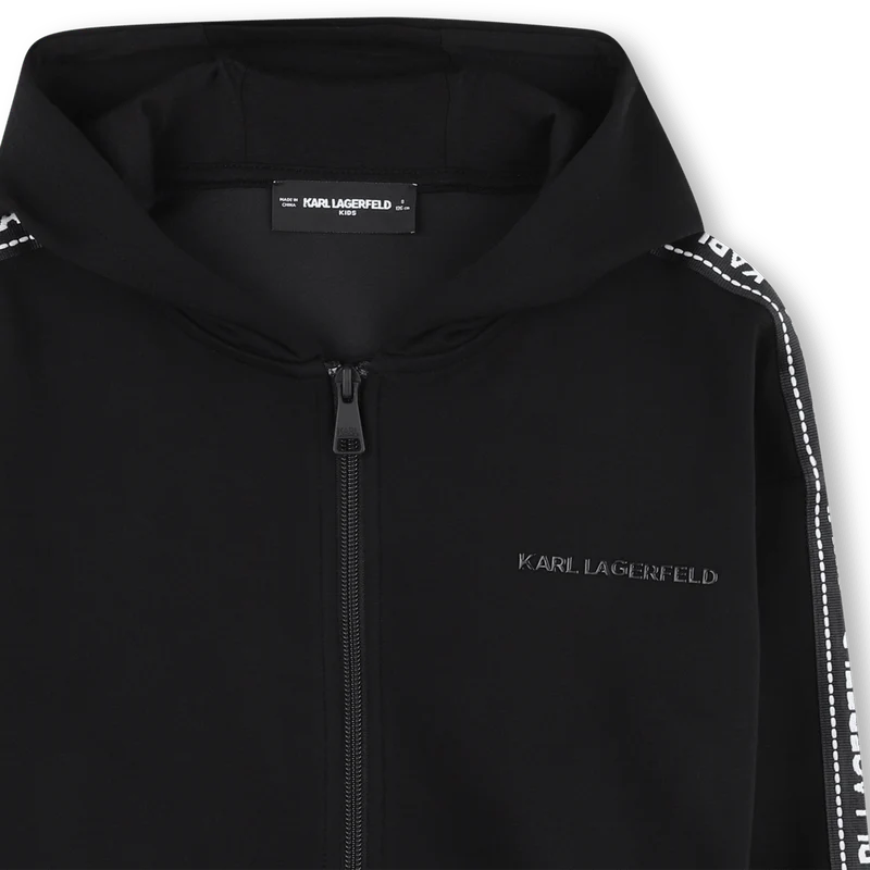FELPA CON ZIP CON BANDE LATERALI CON LOGO BIANCO KARL LAGERFELD - immagine 4
