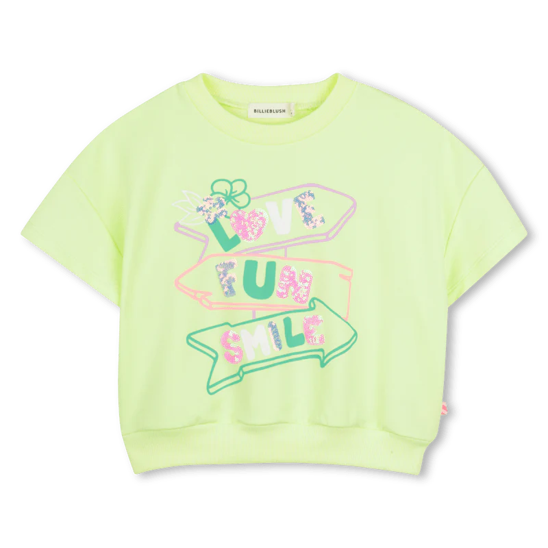 FELPA MANICA CORTA FLUO CON STAMPA BILLIEBLUSH - immagine 2