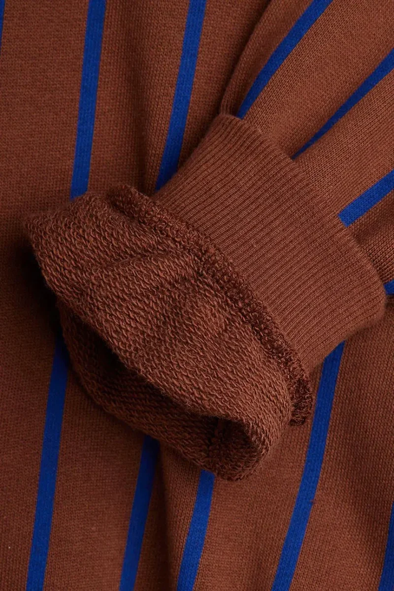 FELPA MARRONE A RIGHE BLU CON LOGO ROSSO MINI RODINI - immagine 5