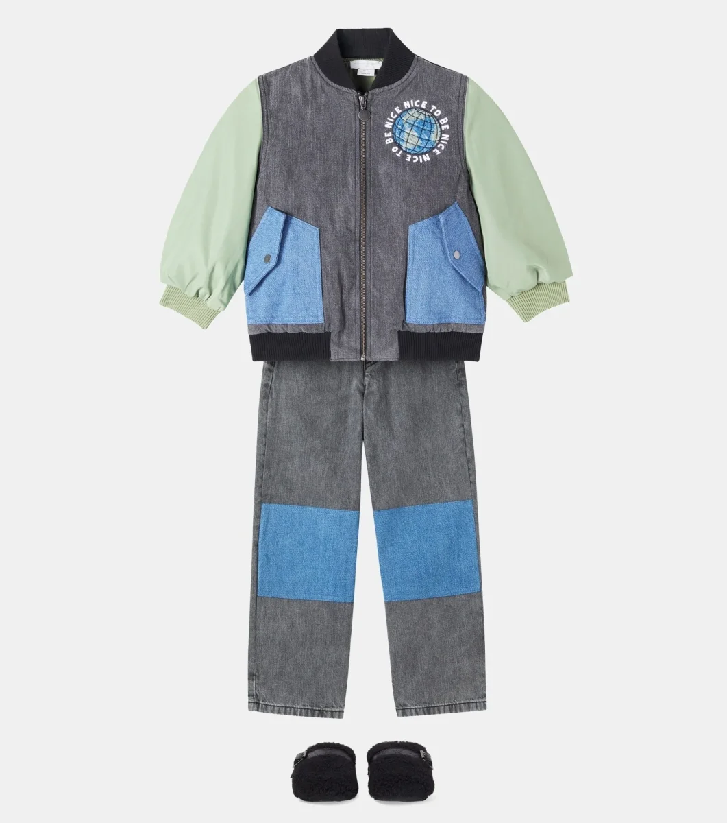 GIACCA BOMBER IN DENIM CON MANICHE CONTRASTO STELLA MCCARTNEY - immagine 5