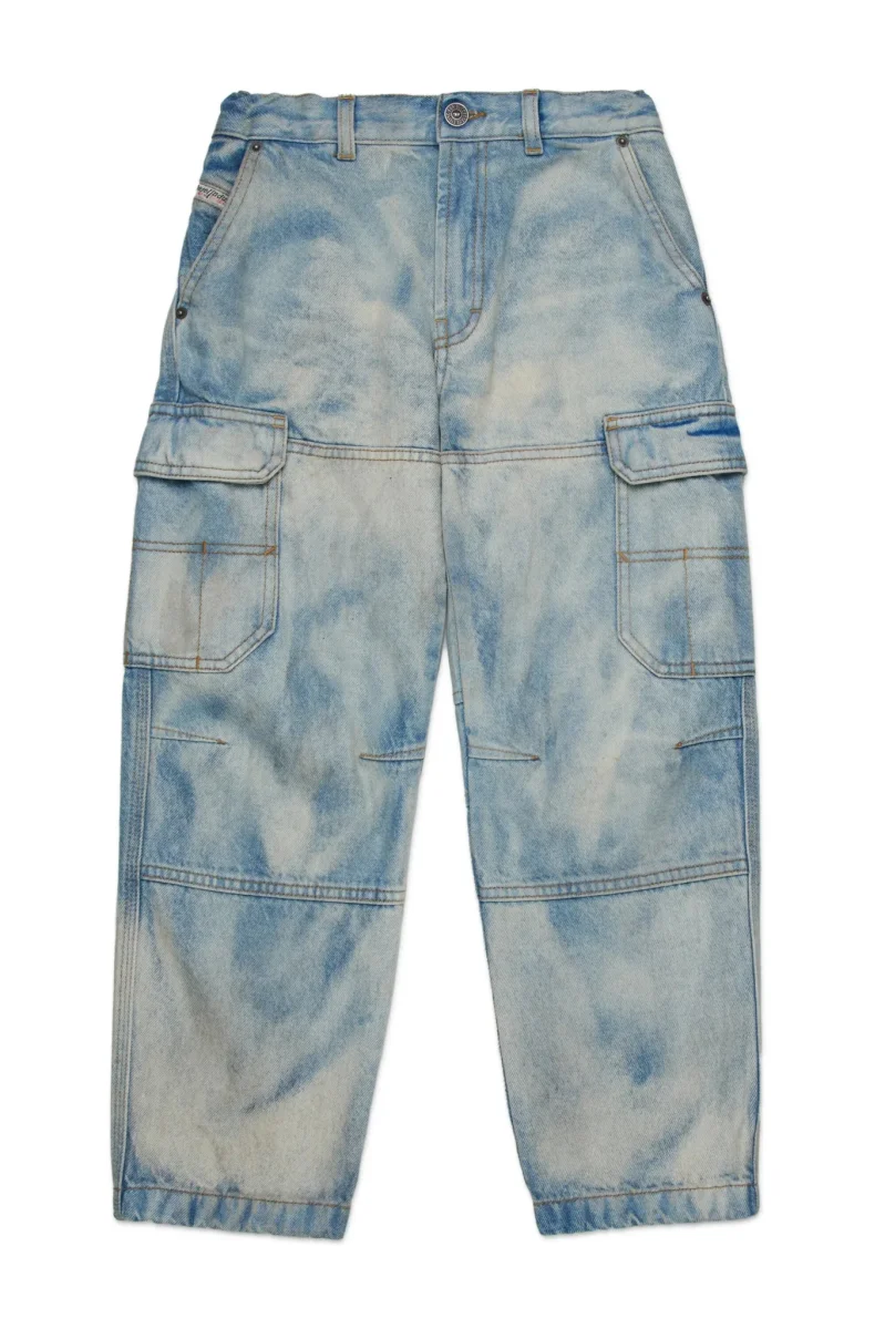 JEANS CARGO IN DENIM CHIARO SBIANCATO DIESEL