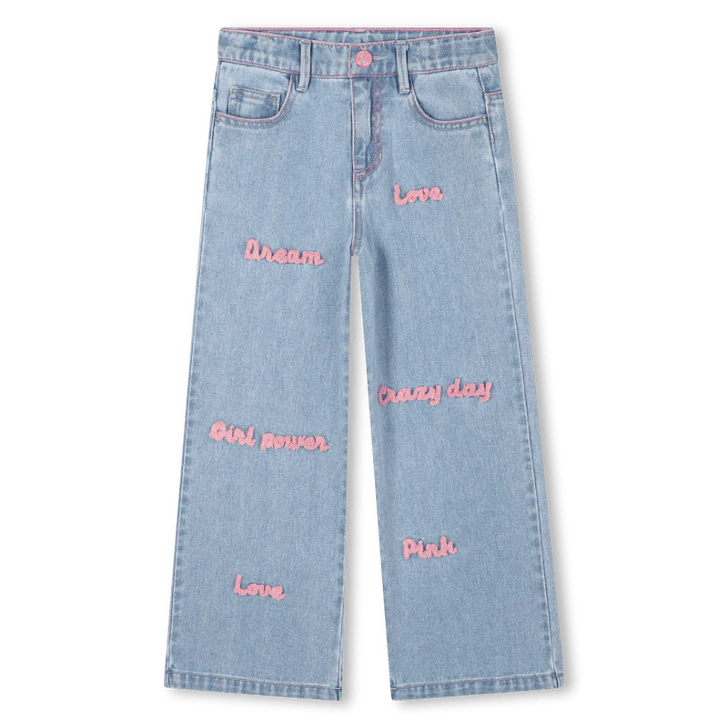JEANS CON SCRITTE ROSA IN SPUGNA BILLIEBLUSH