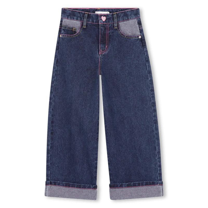 JEANS IN DENIM CON RISVOLTO GLITTERATO ROSA BILLIEBLUSH - immagine 2
