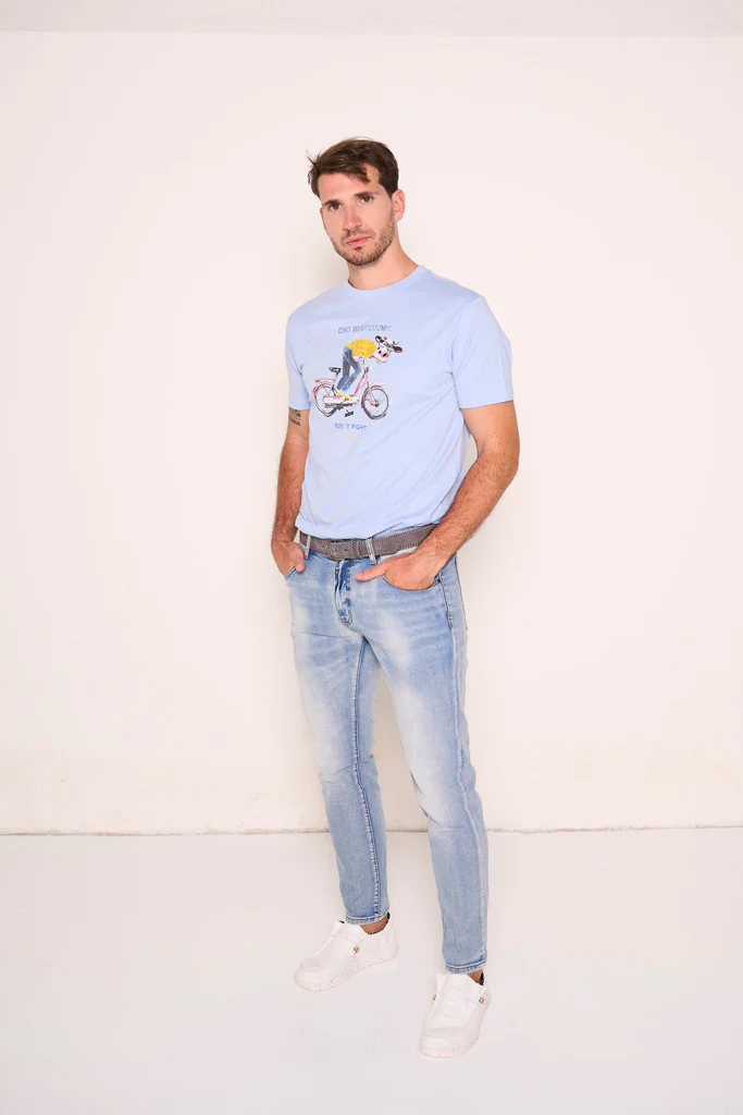 Jeans 5 tasche in denim sbiadito - immagine 3