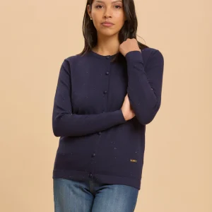 Maglione cardigan girocollo con punti luce
