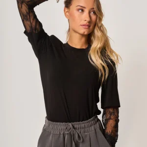 Maglia con maniche in pizzo donna