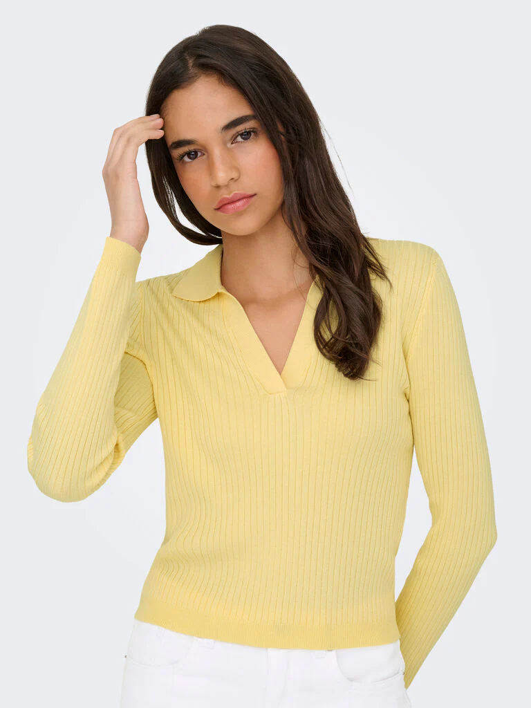 Maglia donna a costine con scollo a V - immagine 8