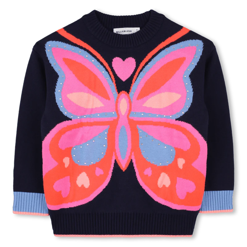 MAGLIONE BLU CON FARFALLA COLORATA BILLIEBLUSH - immagine 2
