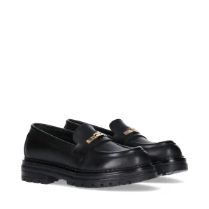 MOCASSINO NERO CON MORSETTO DORATO ELISABETTA FRANCHI