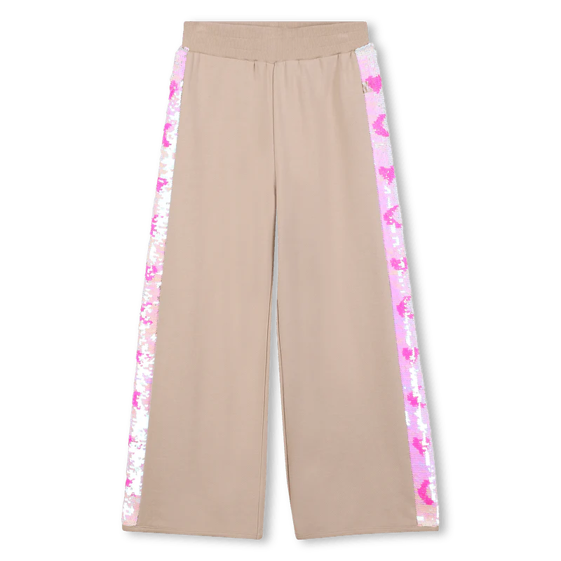 PANTALONE BEIGE CON BANDE LATERALI IN PAILLETTES BILLIEBLUSH - immagine 2