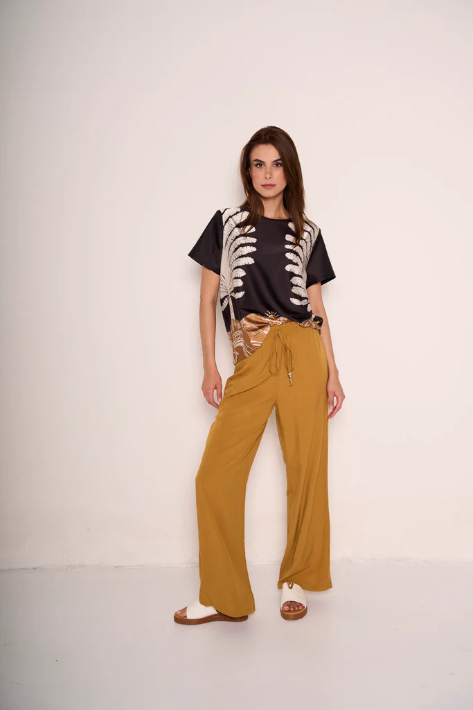 Pantaloni misto lino con coulisse - immagine 2