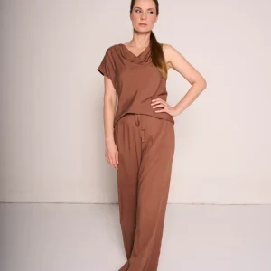 Pantaloni cioccolato a gamba larga