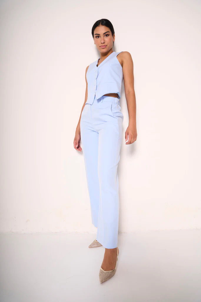 Pantaloni eleganti larghi azzurri - immagine 3