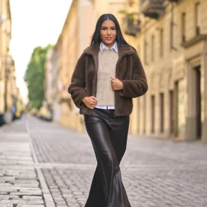 Pantalone ecopelle con gamba dritta
