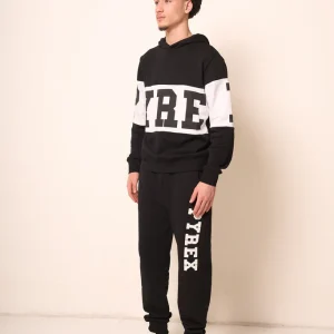 Pantalone Tuta Uomo Nero con Stampa Laterale PYREX