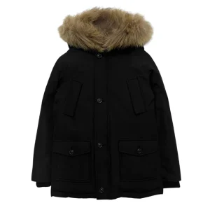 PARKA NERO CON BOTTONI E COLLO DI PELLICCIA CANADIAN
