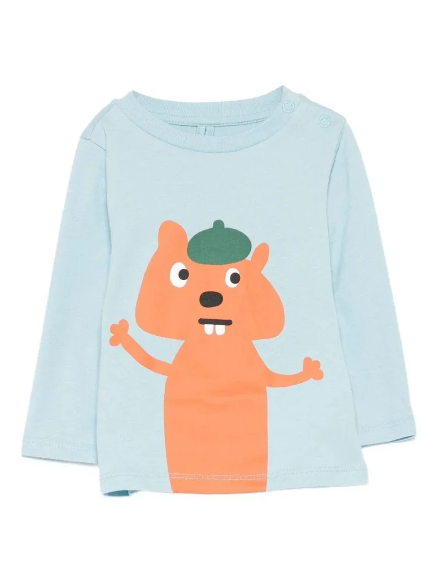 T-SHIRT AZZURRA MANICA LUNGA CON SCOIATTOLO STELLA MCCARTNEY