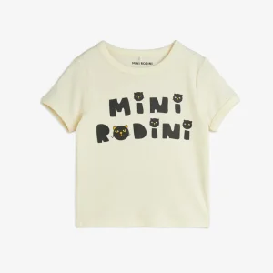 T-SHIRT BEIGE CON LOGO NERO MINI RODINI