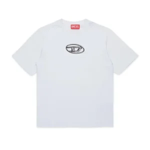 T-SHIRT BIANCA CON LOGO NERO IN RILIEVO DIESEL