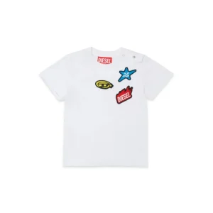T-SHIRT BIANCA CON PATCH COLORATE DIESEL