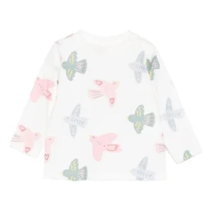 T-SHIRT BIANCA MANICA LUNGA CON UCCELLI COLORATI STELLA MCCARTNEY
