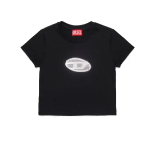 T-SHIRT NERA CON LOGO IN PAILLETTES DIESEL