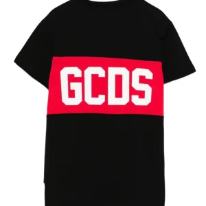 T-SHIRT NERA CON LOGO ROSSO GCDS
